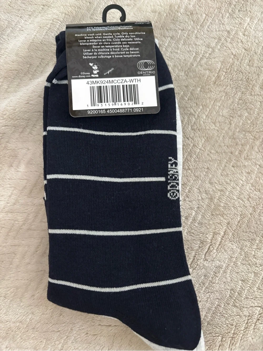 Disney Mickey Mouse Men's Gray Crew Socks - 2 Pack